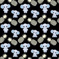 Elephants And Pineapples Seamless Pattern Design vector