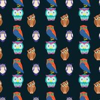 Owls On Branches Seamless Pattern Design vector