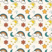 A Day Passes By Seamless Pattern Design vector