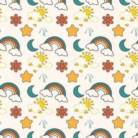 A Day Passes By Seamless Pattern Design vector