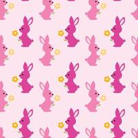 Bunnies In Spring Seamless Pattern Design vector