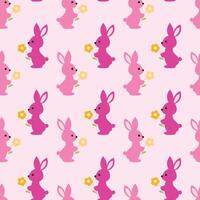 Bunnies In Spring Seamless Pattern Design vector