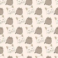 Smiling Cat Seamless Pattern Design vector