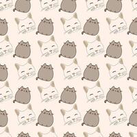 Smiling Cat Seamless Pattern Design vector