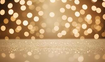 Abstract cream background with blurry festival lights and outdoor celebration bokeh photo