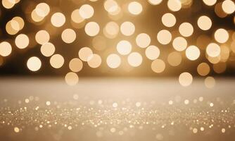 Abstract cream background with blurry festival lights and outdoor celebration bokeh photo