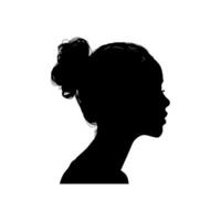 silueta de mujer perfil con bollo vector