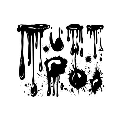 Collection of Dripping and Splattering Black Ink