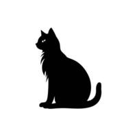 Silhouette of Sitting Cat in Profile vector