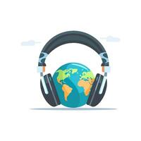 Globe with Headphones Music Concept Illustration vector
