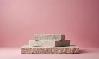 Stone Product Podium on Pink Background photo