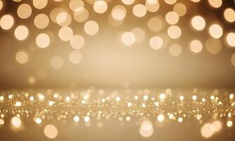 Abstract cream background with blurry festival lights and outdoor celebration bokeh photo