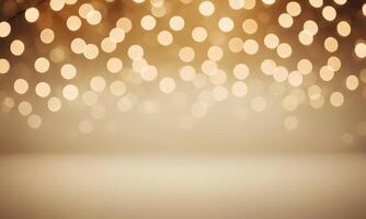 Abstract cream background with blurry festival lights and outdoor celebration bokeh photo