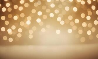 Abstract cream background with blurry festival lights and outdoor celebration bokeh photo