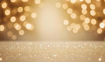 Abstract cream background with blurry festival lights and outdoor celebration bokeh photo