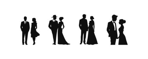 Elegant Couple Silhouettes in Formal Attire vector