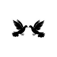 Silhouette of Two Doves Facing Each Other vector