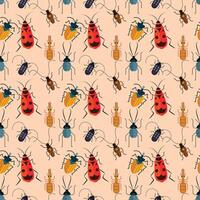 Insect Season Seamless Pattern Design vector
