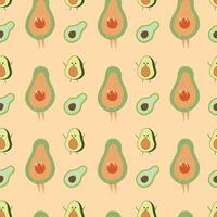 Cute Avocados Seamless Pattern Design vector