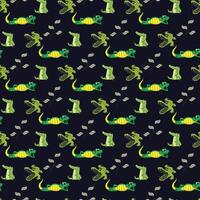 Crocodile cute green and blue kids pattern design vector