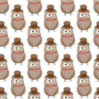 Owl Faces Seamless Pattern Design vector