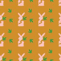 Bunnies and Carrots Seamless Pattern Design vector