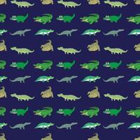 Crocodile Vibe on Blue Seamless-Pattern-Design vector