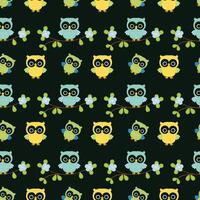 The Big Owl Assembly Seamless Pattern Design vector