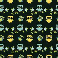 The Big Owl Assembly Seamless Pattern Design vector