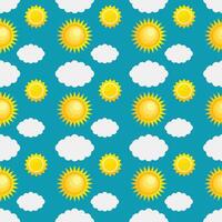 Suns And Clouds Seamless Pattern Design vector