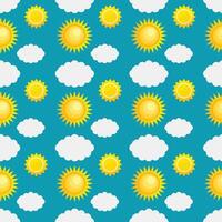 Suns And Clouds Seamless Pattern Design vector