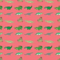 Crocodile Vibe on Red Seamless-Pattern-Design vector