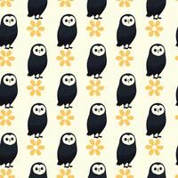 Flower-Owls Seamless Pattern Design vector