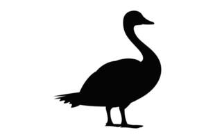 Goose Silhouette Clipart isolated on a white background, Goose Walking black Silhouette vector