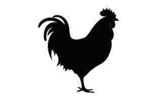 pollo en pie negro silueta clipart aislado en un blanco antecedentes vector