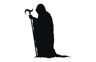 Grim Reaper Silhouette black Clipart isolated on a white background vector