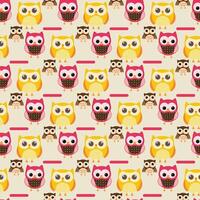 Cartoon Owls Seamless Pattern Desig vector