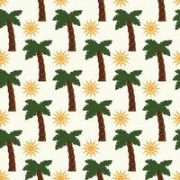 Hello Summer Palm Trees Seamless Pattern Design vector