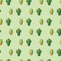 Cactus In Pot Seamless Pattern Design vector