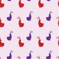 Bouncing Bunnies Purple Seamless Pattern Design vector