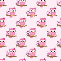 Cute Owls In Love Seamless Pattern Design vector