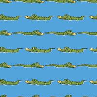 Crocodile Lake Seamless Pattern Design vector