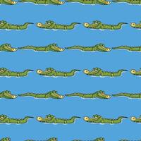 Crocodile Lake Seamless Pattern Design vector