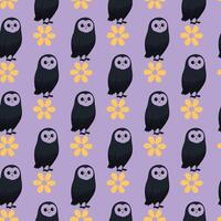 Flower-Owls Seamless Pattern Design vector