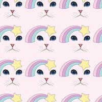 Kitty Cat Rainbow Seamless Pattern Design vector
