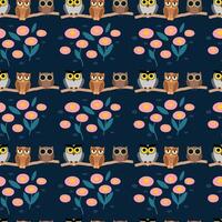 Owl Hotel Seamless Pattern Design vector