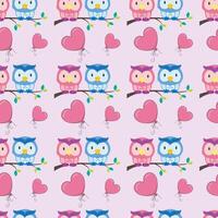 Owls In Love Seamless Pattern Design vector