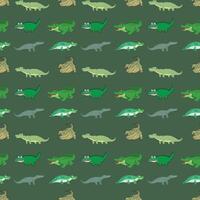 Crocodile Vibe on Green Seamless-Pattern-Design vector