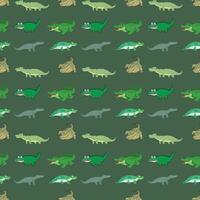 Crocodile Vibe on Green Seamless-Pattern-Design vector