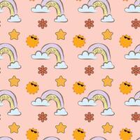 Rainbow-Dreams Seamless Pattern Design vector